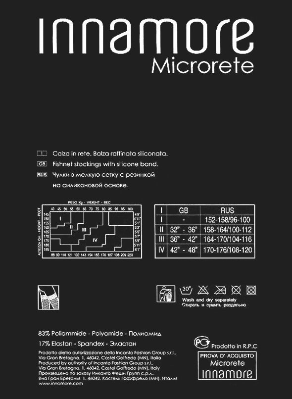 обратная сторона чулки иннаморе микрорете